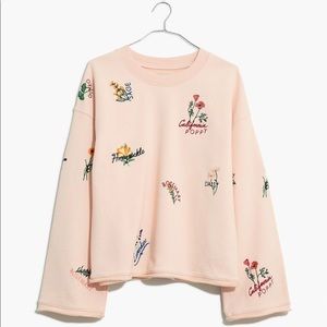 Madewell Embroidered Bell-Sleeve Sweatshirt